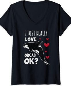 Womens Retro Orca Whale Shirt Killer Whale Shirt | Whale Lover Gift V-Neck T-Shirt