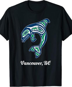 Blue Green Native Vancouver Orca Killer Whale T-Shirt