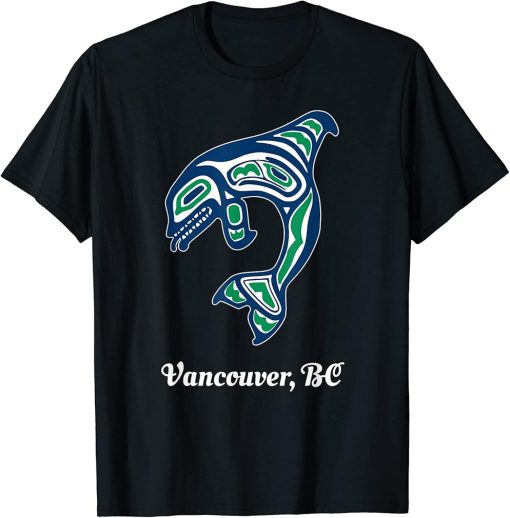 Blue Green Native Vancouver Orca Killer Whale T-Shirt