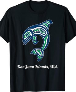 Green Native American San Juan Islands WA Orca Killer Whale T-Shirt