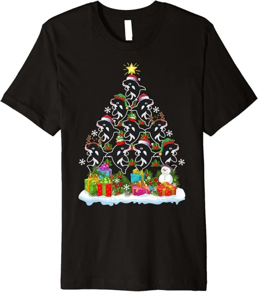 Orca Fish Lover Xmas Holiday Funny Orca Christmas Tree Premium T-Shirt