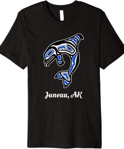 Blue Native American Juneau AK Tribal Orca Killer Whale Premium T-Shirt