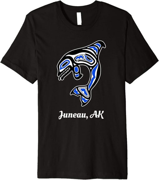 Blue Native American Juneau AK Tribal Orca Killer Whale Premium T-Shirt