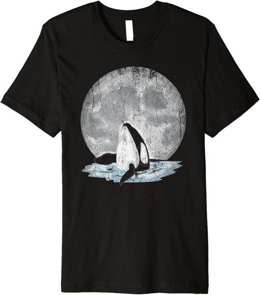 Killer Whale Moonlight Ocean Animal Lover Full Moon Orca Premium T-Shirt